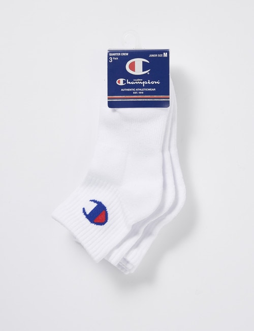 Champion Quarter-Crew Sock, 3-Pack, White product photo View 02 L