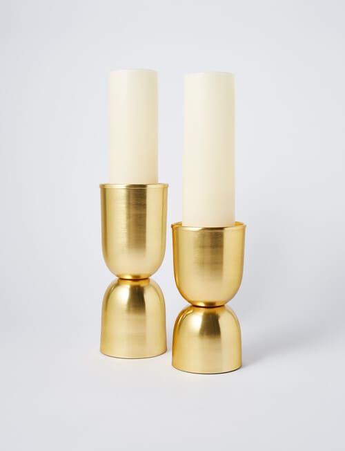 M&Co Brass Metal Candle Holder, Medium product photo View 04 L