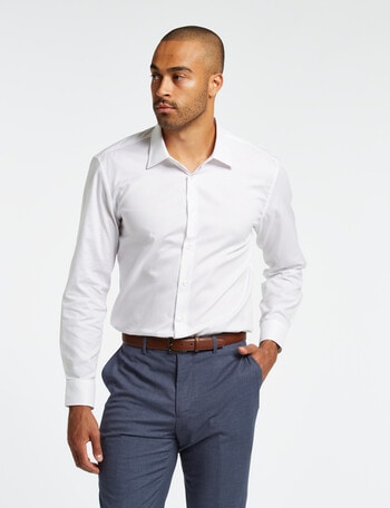 Laidlaw + Leeds Textured Dot Long-Sleeve Shirt, White product photo
