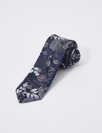 Laidlaw + Leeds Floral Tie, 7cm, Navy product photo
