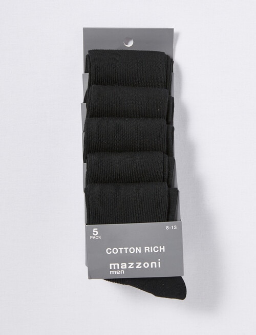 Mazzoni Cotton Rich Rib Dress Sock, 5-Pack RIB BLACK product photo View 02 L