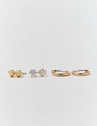 Earsense Imitation Gold Ball, Cubic Zirconia & 15mm Hoop Earring Trio product photo View 02 S