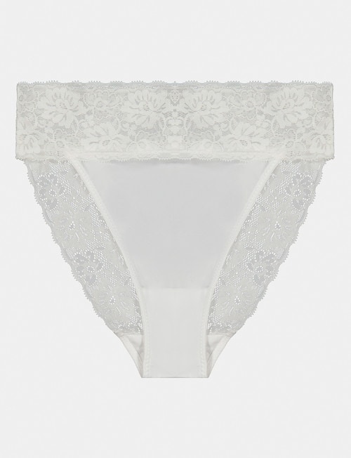 Bendon Lace Trim High-Cut Brief, White product photo View 03 L
