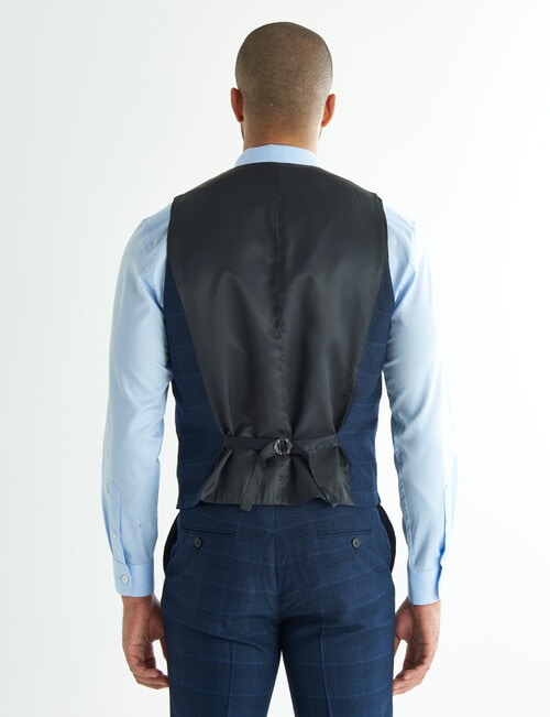 Laidlaw + Leeds Tailored Check Vest, Navy product photo View 02 L