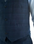 Laidlaw + Leeds Tailored Check Vest, Navy product photo View 04 S