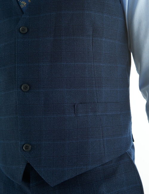 Laidlaw + Leeds Tailored Check Vest, Navy product photo View 04 L