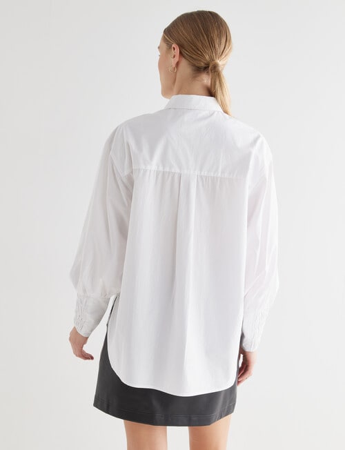 Mineral Melt Cotton Overshirt, White product photo View 02 L
