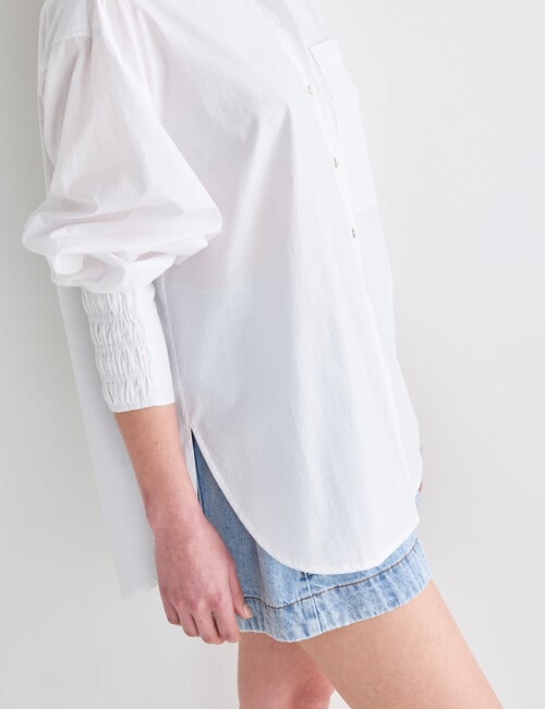 Mineral Melt Cotton Overshirt, White product photo View 06 L