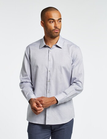 Laidlaw + Leeds Textured Dot Long-Sleeve Shirt, Blue product photo