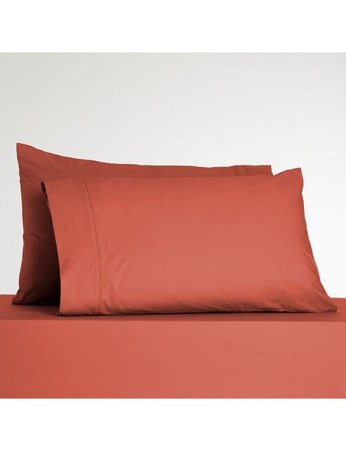Haven Bed Linen Vintage Wash Pillowcase Pair, Terracotta Home Red Dot