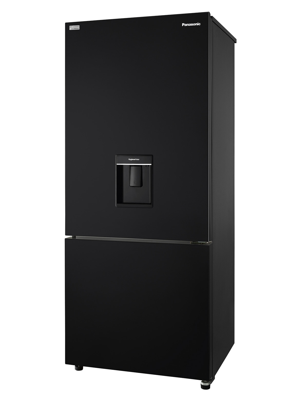 Panasonic 377L Bottom Mount Fridge Freezer with Water Dispenser, Black