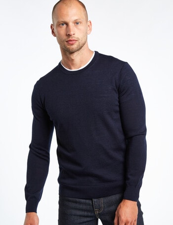 North South Merino Crew Neck Jumper, Navy product photo