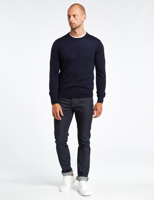 North South Merino Crew Neck Jumper, Navy product photo View 03 L