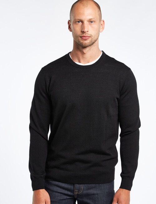 North South Merino Crew Neck Jumper, Black product photo