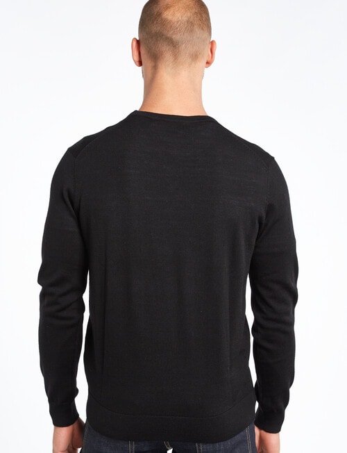North South Merino Crew Neck Jumper, Black product photo View 02 L