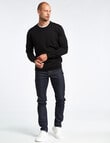 North South Merino Crew Neck Jumper, Black product photo View 03 S