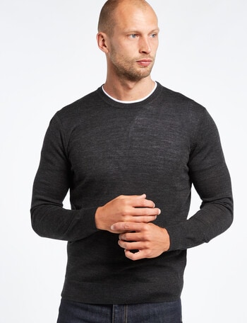 North South Merino Crew Neck Jumper, Charcoal product photo