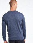 North South Merino Crew Neck Jumper, Denim Marl product photo View 02 S