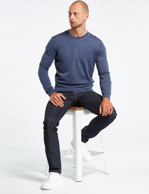 North South Merino Crew Neck Jumper, Denim Marl product photo View 03 L