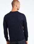 North South Merino Crew Neck Jumper, Navy product photo View 02 S
