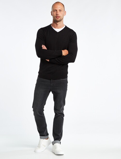 North South Merino V-Neck Jumper, Black product photo View 03 L