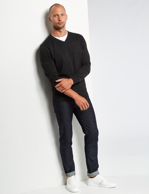 North South Merino V-Neck Jumper, Charcoal product photo View 03 L