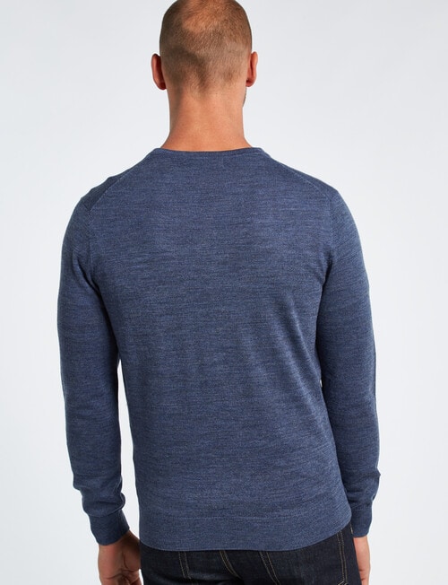 North South Merino V-Neck Jumper, Denim Marl product photo View 02 L