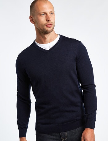 North South Merino V-Neck Jumper, Navy product photo