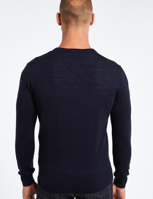 North South Merino V-Neck Jumper, Navy product photo View 02 L
