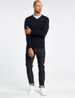 North South Merino V-Neck Jumper, Navy product photo View 03 S