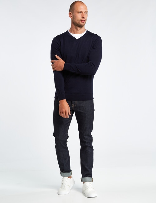 North South Merino V-Neck Jumper, Navy product photo View 03 L