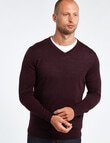 North South Merino V-Neck Jumper, Plum product photo