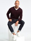 North South Merino V-Neck Jumper, Plum product photo View 03 S