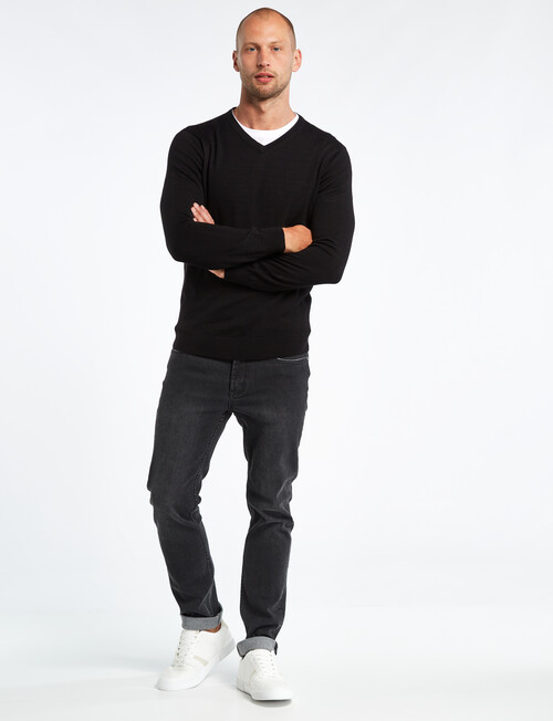 North South Merino V-Neck Jumper, Black product photo View 03 L