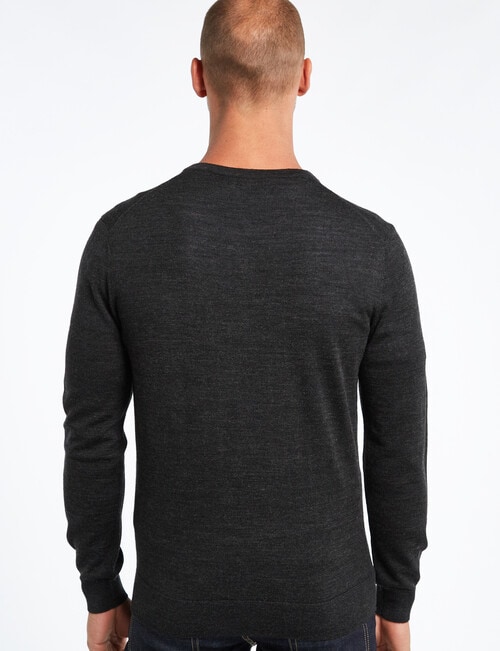 North South Merino V-Neck Jumper, Charcoal product photo View 02 L