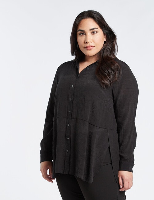 Studio Curve Collection Long Sleeve Magic Shirt, Black product photo
