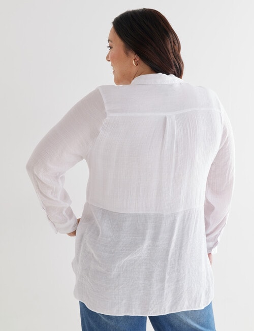 Studio Curve Collection Long Sleeve Magic Shirt, White product photo View 02 L