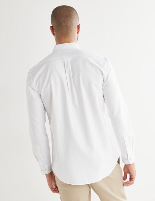 L+L Oxford Contrast Long-Sleeve Shirt, White product photo View 02 L