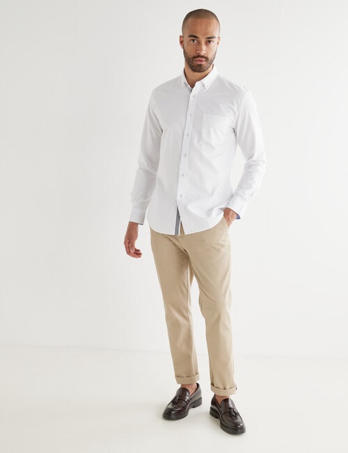 L+L Oxford Contrast Long-Sleeve Shirt, White product photo View 03 L