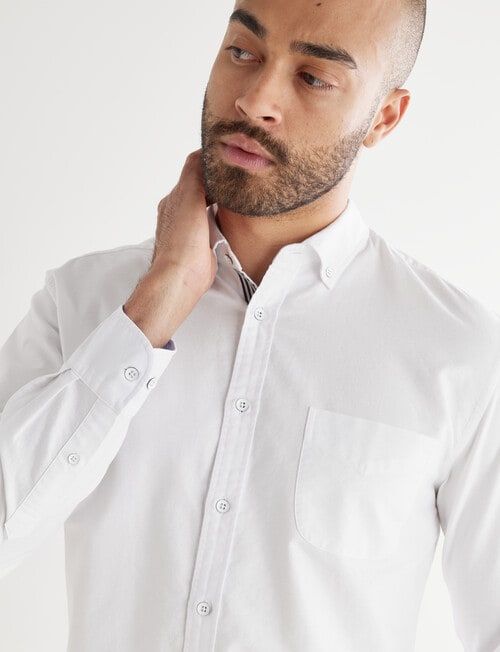 L+L Oxford Contrast Long-Sleeve Shirt, White product photo View 05 L