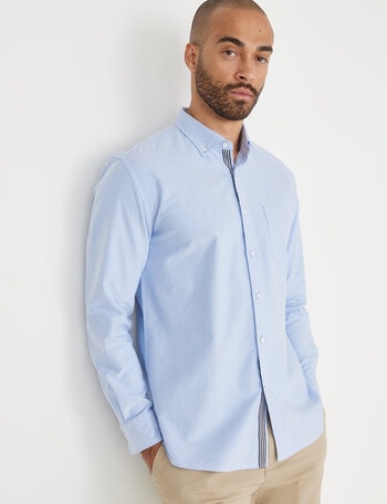 L+L Oxford Contrast Long-Sleeve Shirt, Light Blue product photo