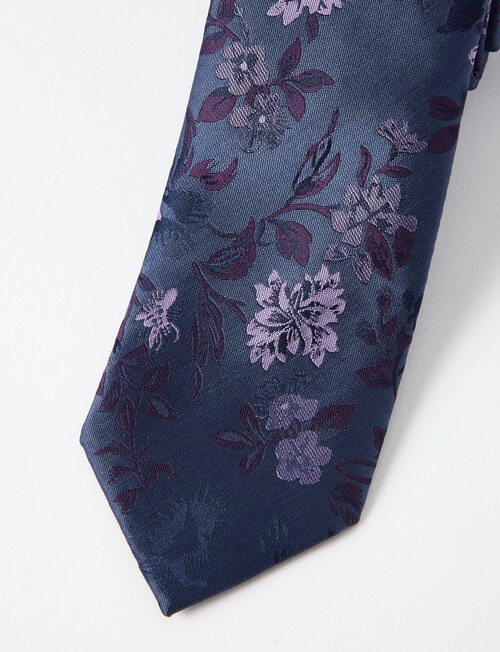 Laidlaw + Leeds Tonal Floral Tie, 7cm, Navy product photo View 02 L
