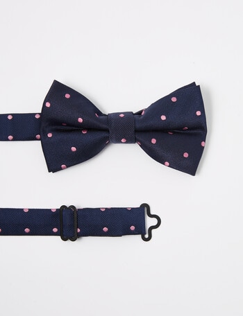 Laidlaw + Leeds Spot Bow Tie, Pink & Navy product photo