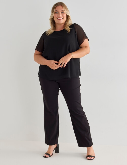 Studio Curve Collection Straight Leg Bengaline Pant, Black product photo View 03 L