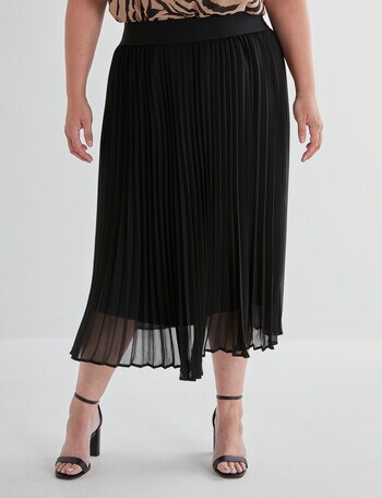 Studio Curve Collection Pleated Midi Skirt, Black product photo