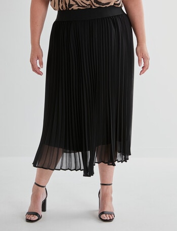 Studio Curve Collection Pleated Midi Skirt, Black product photo