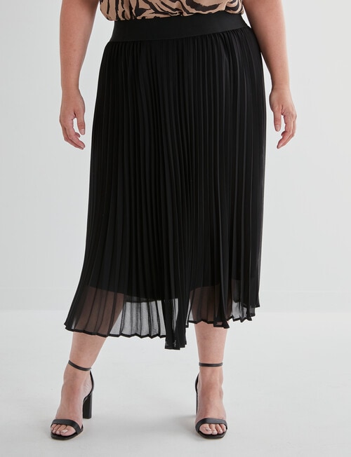 Studio Curve Collection Pleated Midi Skirt, Black product photo