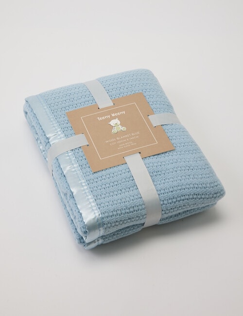 Teeny Weeny Wool Thermacell Cot Blanket, Blue product photo