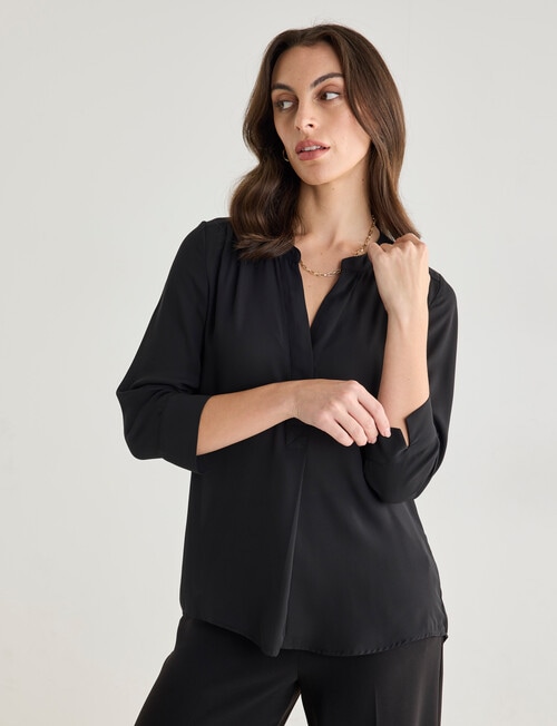 Oliver Black Mandarin Shirt with Cuff, Black product photo