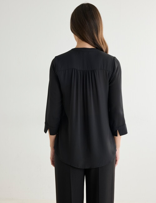 Oliver Black Mandarin Shirt with Cuff, Black product photo View 02 L